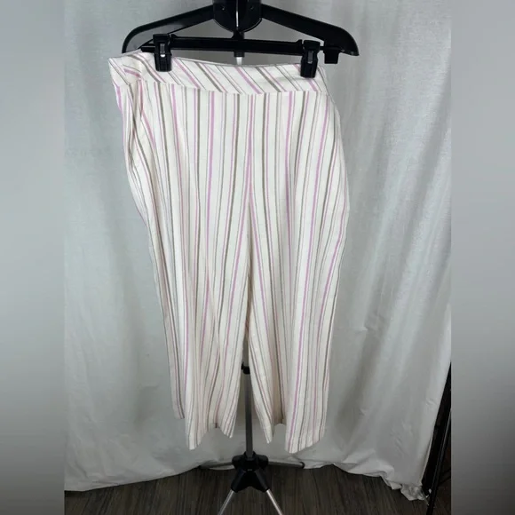 Trina Turk White Monument Pink and Brown Striped Pants Size 14 NWT - Picture 7 of 13